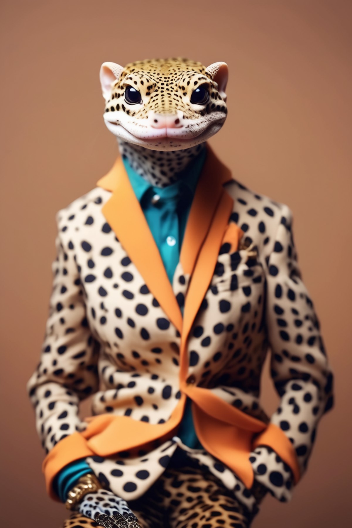 <lora:Dressed animals:1>Dressed animals - im not actually a person im just a leopard gekko pretending to be a person